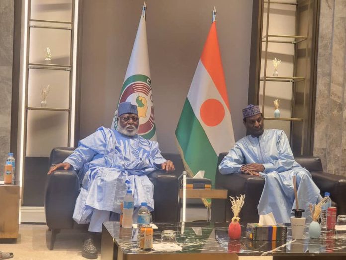 ECOWAS envoy led by former head of state, Gen AbdulSalami, at the state house to brief President Bola Tinubu on visit to the military junta.