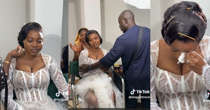 Bride burst into tears on her wedding day as fashion designer fail to replicate her dress and her parents stop her from using makeup (Video)