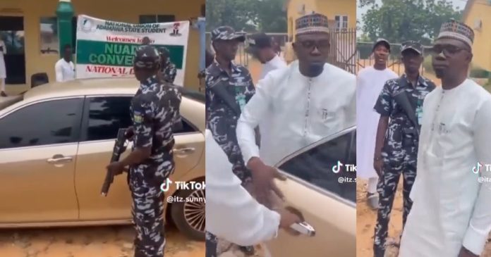 Viral Video: Alleged Adamawa Student Union President arrives at a convention with police escorts (WATCH)