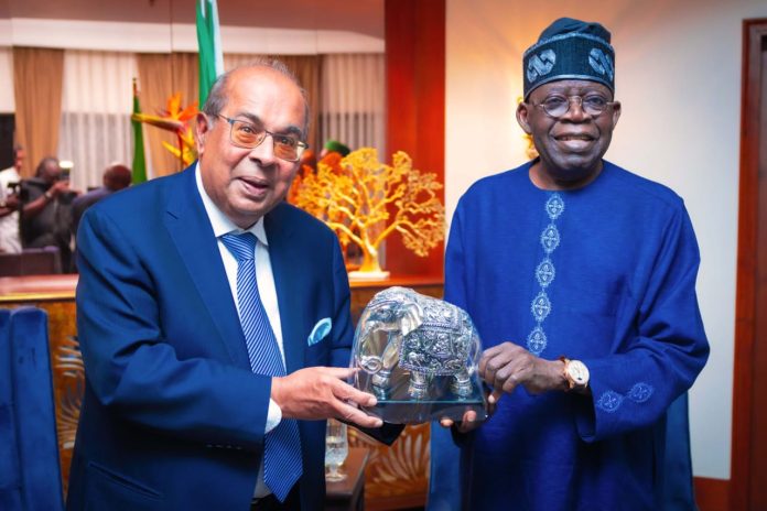 President Bola Tinubu with CEO of the Hinduja Group of Companies, Gopichand Hinduja.