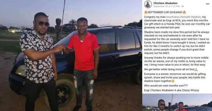 Nigerian man surprises his university classmate with car after 5 years