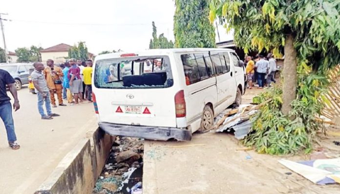 BUS AT THE ACCIDENT SCENE