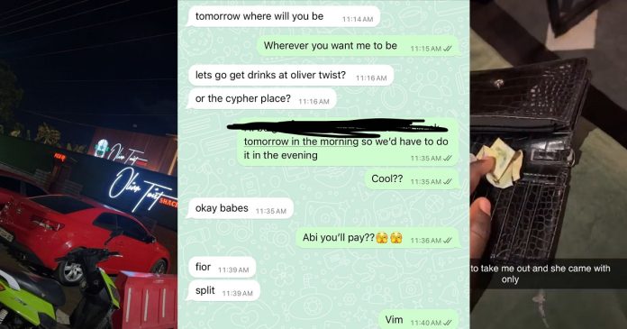 Ghanaian man narrates how lady who agreed to split bill with him on a date came empty-handed