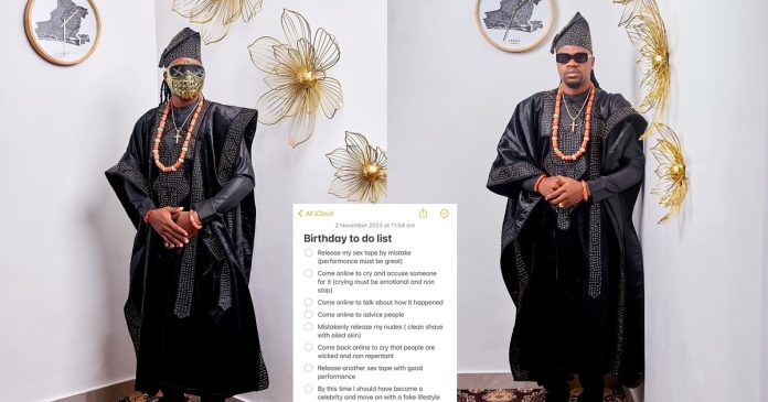 Toyin Lawani’s husband, Segun Wealth adds ‘release private videos’ on his to-do-list ahead of birthday