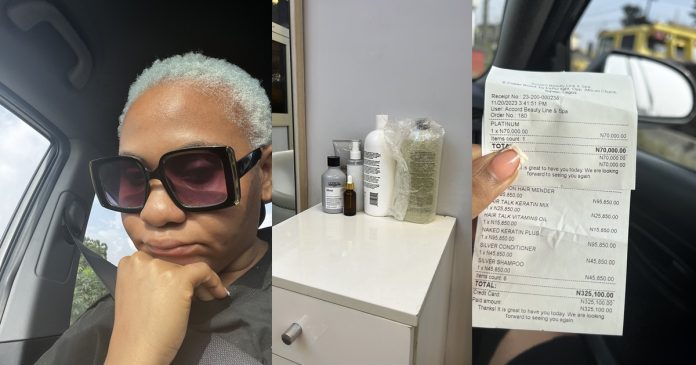 “Una no tell me say to maintain low cut cost” – Lady laments after spending N325K on hair treatment