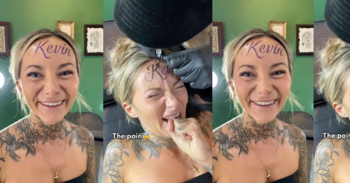 Woman Sparks Controversy By Tattooing Boyfriend's Name On Her Forehead (VIDEO)