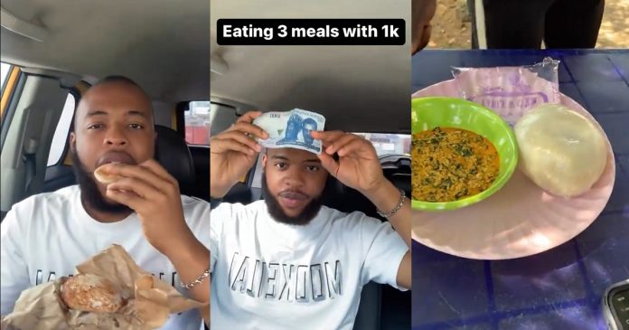 Nigerian man shows off what he eats in a day with only 1k (VIDEO)