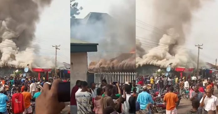 Building Engulfed By Fire In Delta State After Cooking Gas-Powered Generator Explodes (VIDEO)