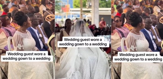 Nigerians reacts after Lady wore a wedding gown to a wedding in Ghana (video)