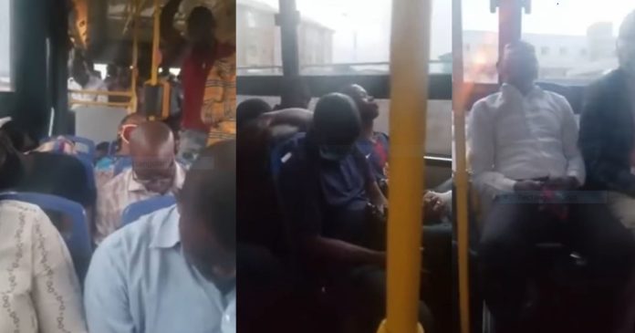 Social Media Abuzz Over Viral Video Of Exhausted Lagosians Dozing Off In A Bus On Their Way To Work (VIDEO)
