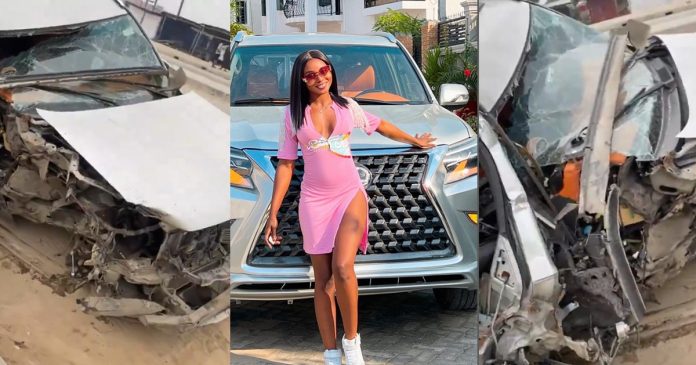 Mechanic crashes content creator, Ife Luv's SUV after dropping it for minor repairs