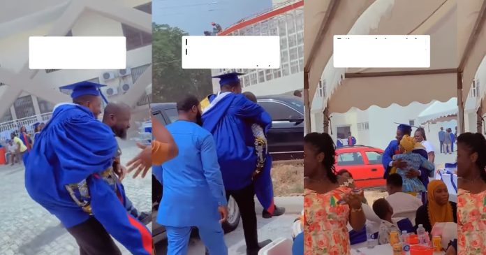 Adorable Moment Ghanaian Man Celebrates His Son At His Graduation By Carrying Him On His Back (VIDEO)