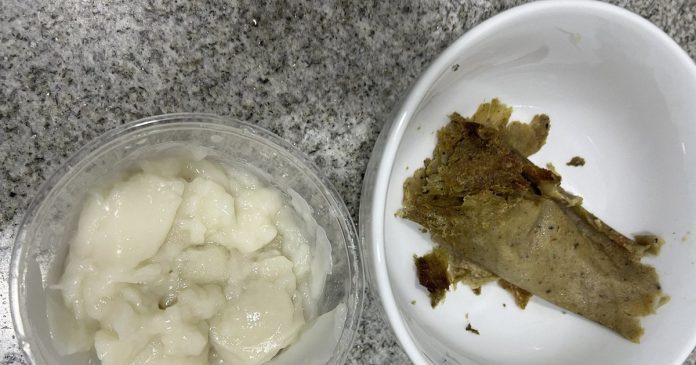 Nigerian man shows off the sumptuous bean pudding and pap he ordered online