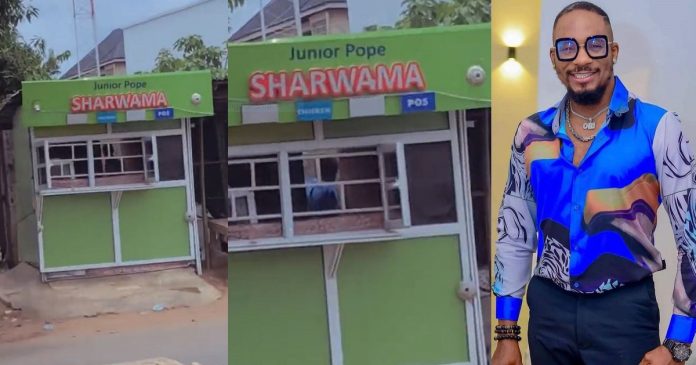 Controversy Erupts As Lady Shows Shawarma Stand Named After Late Actor Junior Pope In Owerri (VIDEO)