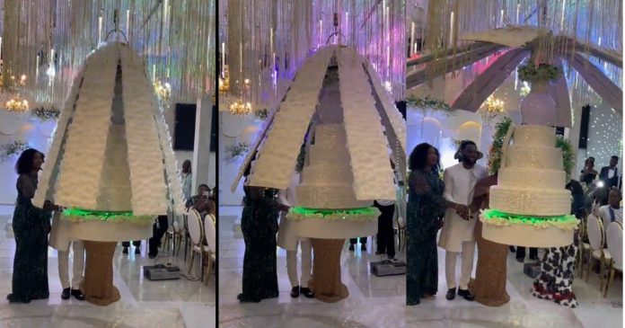 Flying wedding cake leaves many sh0cked as it descends from 
