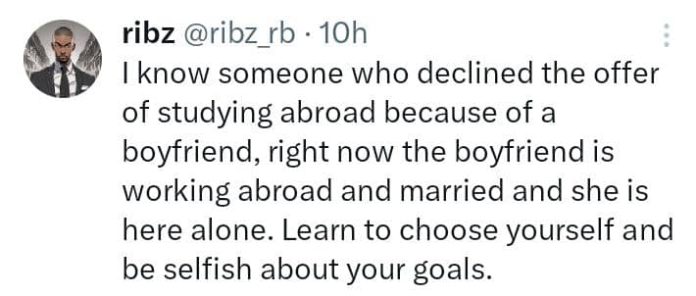 Nigerian lady ends up alone after declining the offer to study abroad because of her boyfriend