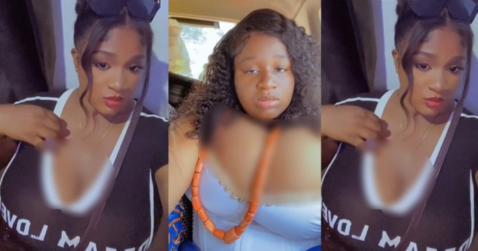 Nigerian lady struggl€s in her corset dress on her way to an event (VIDEO)