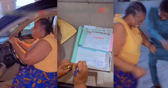 Video Of A Nigerian Mother Overwhelmed With Joy As Her Son Gifts Her A Brand New Car Goes Viral (WATCH)