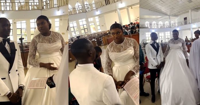 Netizens React As Pastor Stops Wedding Mid-ceremony And Demands Bride Removes Her Eyelashes (VIDEO)
