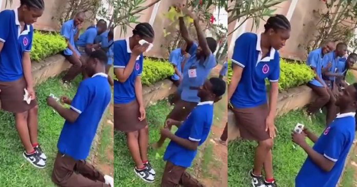 Touching Moment Secondary School Student Surprise Proposal To His Girlfriend Goes Viral (WATCH)