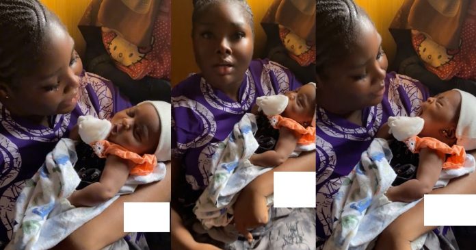 Lady Shares Surprising Moment Newborn Baby Covers Her Own Mouth While Yawning (VIDEO)