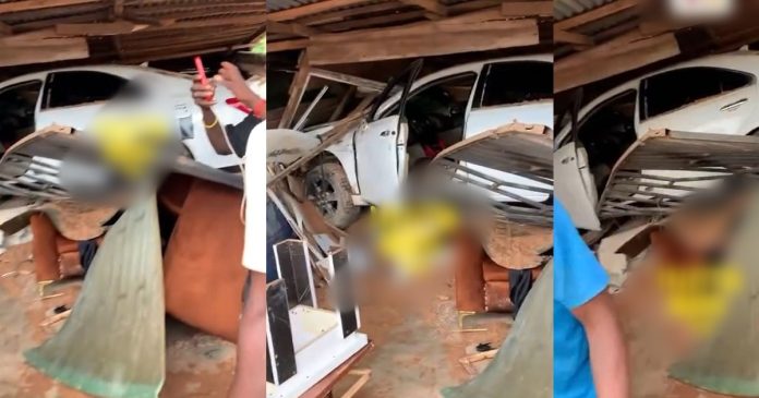 Mechanics Joyride Ends In Tears As He Crashes His Customer's Car Into A Shop (WATCH)