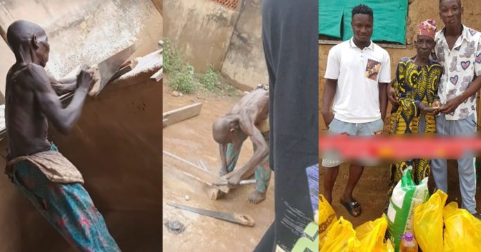 Mixed Reactions As Nigerian Man Shares Video of Elderly Man Doing Carpentry Work (WATCH)