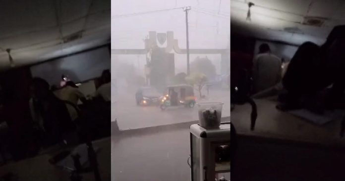 Netizens react to viral video of UNIJOS lecturer teaching despite heavy rainfall and dark clouds (VIDEO)