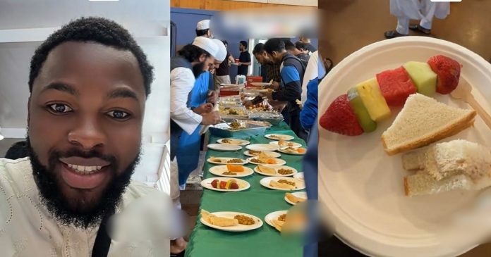 Nigerian Man Lamǝnts As He Celebrates Eid In Canada With Bread And Fruits, Disappointǝd Over The Lack Of Jollof Rice And Meat During Festivities (VIDEO)