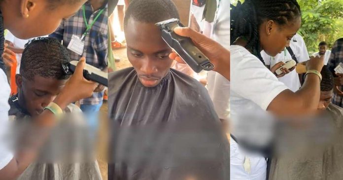 Female NYSC Corper Stuns Colleagues With Exceptional Barbing Skills During SAED Class (VIDEO)
