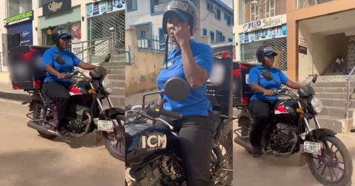 Mercy Johnson's husband turns a bl!nd eye as the actress rides a delivery bike like an expert (VIDEO)