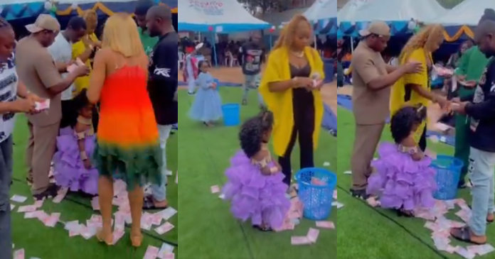 Netizens reacts as family of little girl flaunts wealth at a school party (VIDEO)