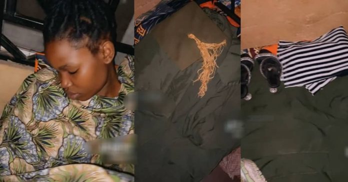 Nigerian Student Sleeps While Sitting, As She Gives Up Her Bed For Her Matriculation Gown, Clothes And Shoes, Ahead Of Ceremony (WATCH)