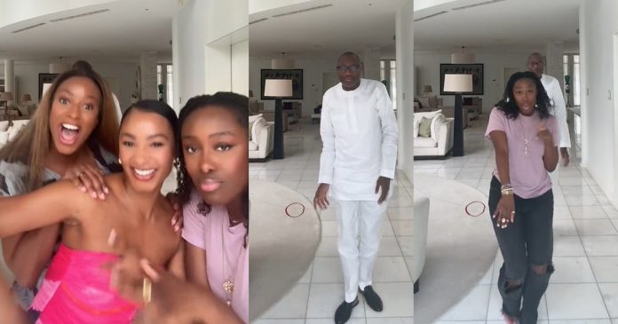 Nigerians react to viral video of Billionaire Femi Otedola dancing with his three daughters (WATCH)