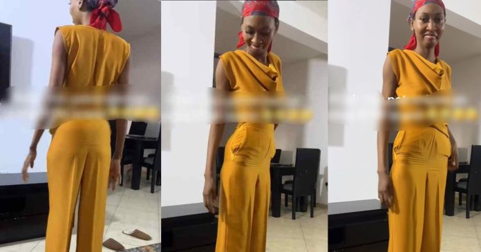 "Wrong measurement w@hala" – Lady shows off the ready to wear brand she bought online (VIDEO)