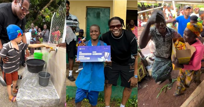 Asherkine stirs emotion as he gifts Jos natives borehole, foodstuff, and back-to-school packages (VIDEO)