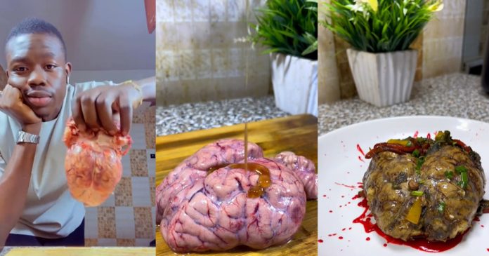 Moment Husband Prepares Cow Brain For His Pregnant Wife To Satisfy Her Cravings (VIDEO)