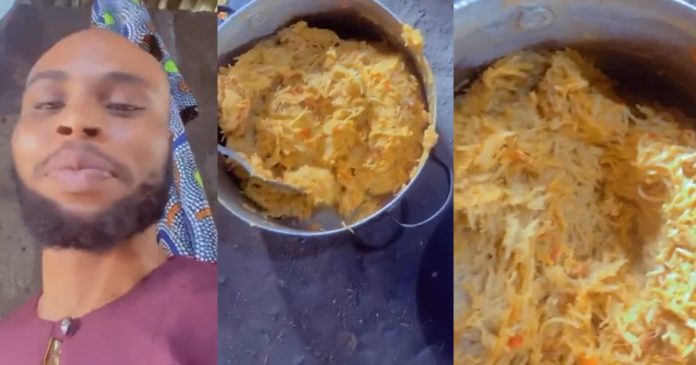 Netizens Stúnned As Man Shares Video Of Friend's Unique Spaghetti Dish (VIDEO)