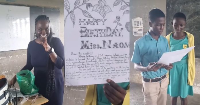 Beautiful Moment Ghanaian Students Surprise Their Economics Teacher On Her Birthday (VIDEO)