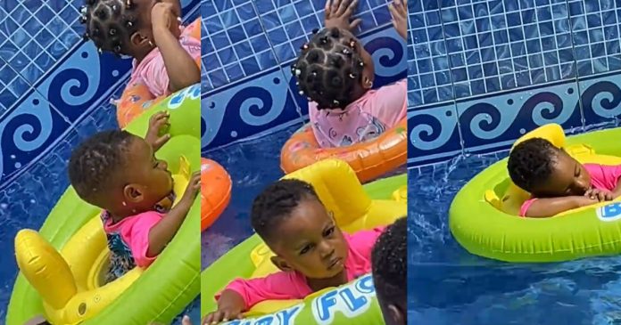 Nigerian mum surprised as son prioritizes sleep over swimming lessons in school (VIDEO)