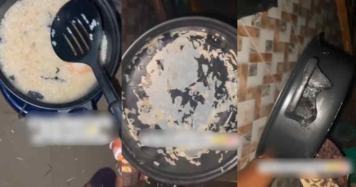 Lady shares disappo!nting experience with ₦19,500 non-stick pot after first use (WATCH)