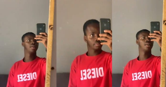 Man fɘars as transition mirror alters his head shape in selfie video (WATCH)