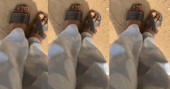 Lady in disbel!ef as she travels from Lagos to Abeokuta wearing two different slippers (VIDEO)