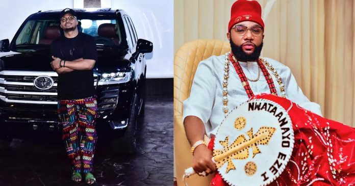 "Another car gift for the very second time" – Comedian FunnyBone receives car gift from record label boss, Emoney (IMAGES)