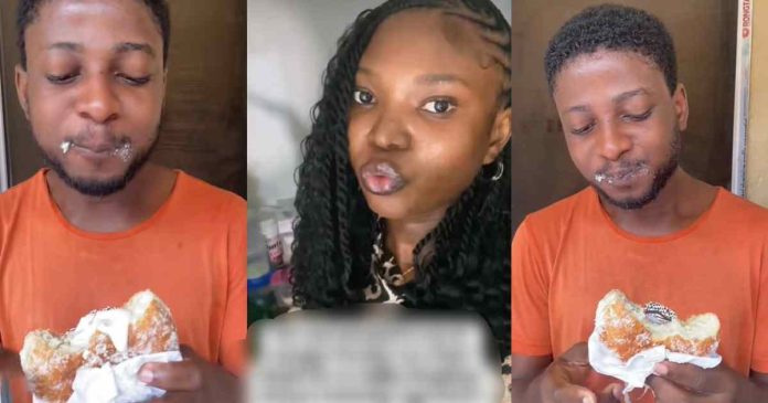 "He was more focused on eating the doughnut" – Pastry chef regrɘts using her brother as a food model to advertise her milky doughnut (WATCH)
