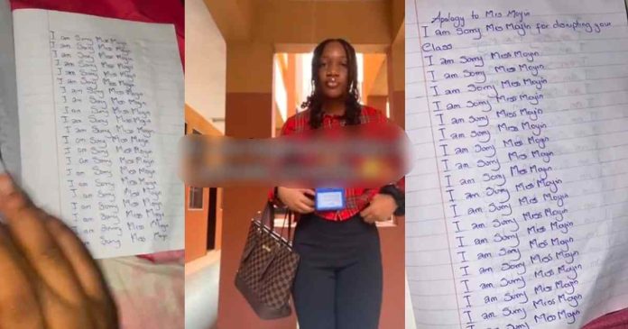 Private University student writes 'I am sorry' in an entire book as a disc!plinary action for laughing during a lecture (WATCH)