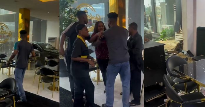 Moment Security Guard Crashes Car into Restaurant on Chevron Drive, Lekki (VIDEO)