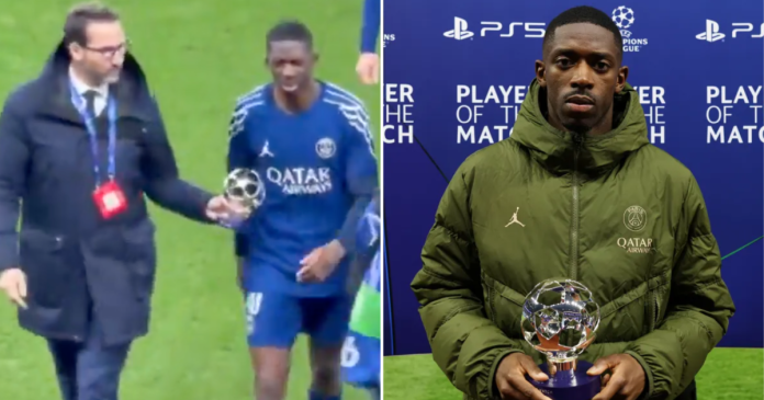 PSG star Ousmane Dembele refuses to take MOTM award after