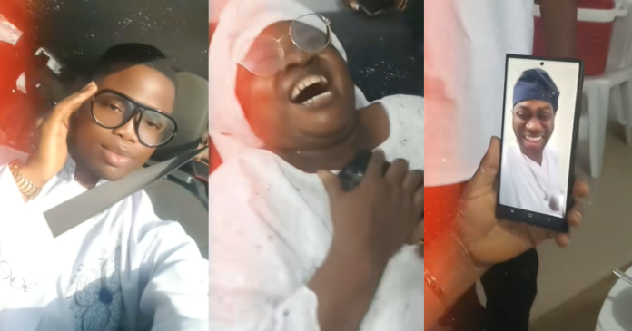 "Ayo mi gan gan" – Woman rejoices as her grandson surprises her with a video call with her favourite actor, Lateef Adedimeji, on her birthday (VIDEO)