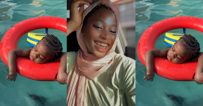 "He decided to sleep on water" – Lady shares heartwarming video of her 2-year-old taking a nap "on water" (WATCH)